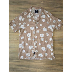 Hollister Shirt Mens XL Beige Button Up Flora